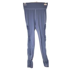CARBON38 Powder Blue Padang Crochet Cutout Leggings, Size Small